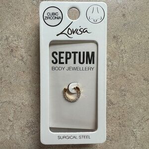 Gold Surgical Steel Cubic Zirconia Septum Clicker